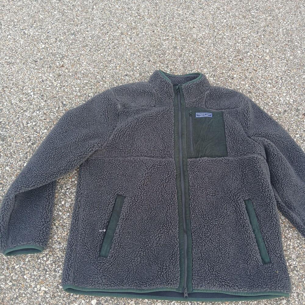 Vineyard Vines Jacket Mens XL Gray Sherpa Fleece SuperShep Full Zip Warm Outdoor